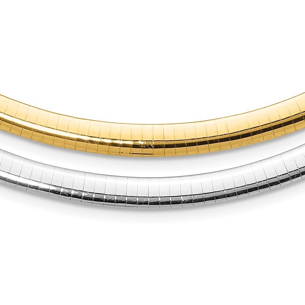 Kazi Luxury 14k 6mm Reversible White & Yellow Domed Omega Necklace